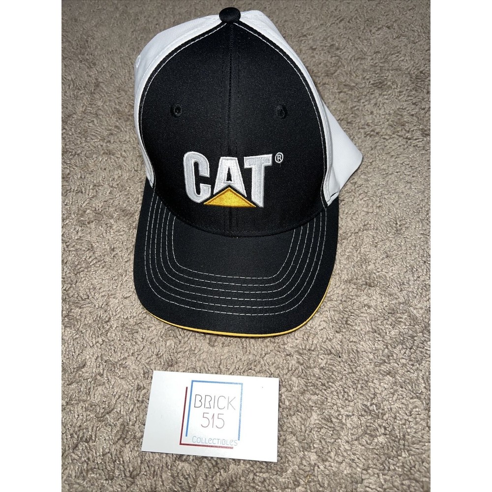 CAT CATERPILLAR BLACK & White STRAPBACK BASE/BALL CAP HAT NWOT